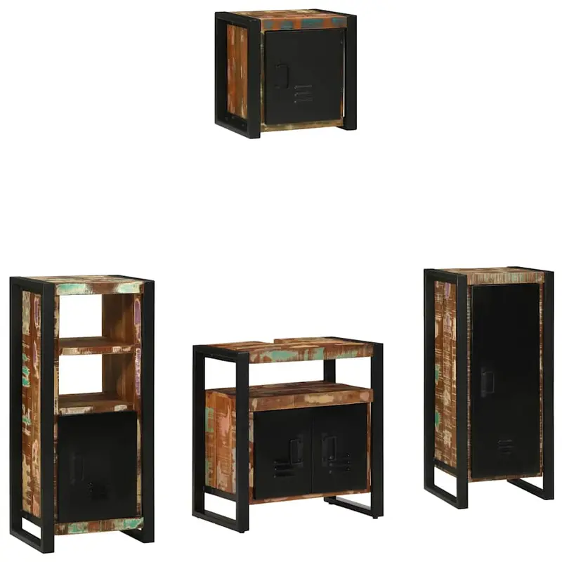 Juego de muebles de baño 4 pcs Madera sólida recuperada
