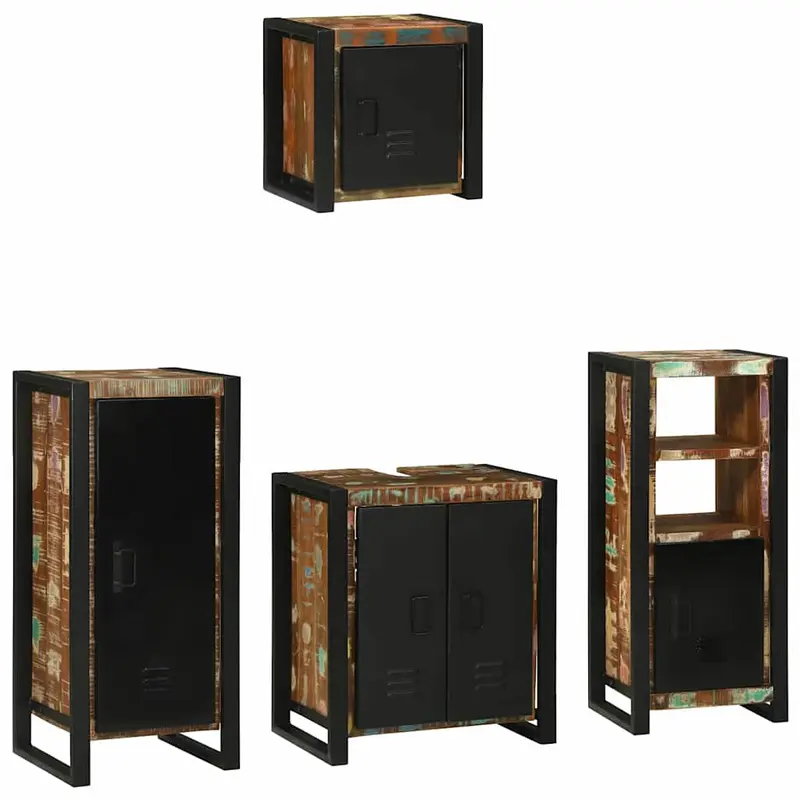 Juego de muebles de baño 4 pcs Madera sólida recuperada
