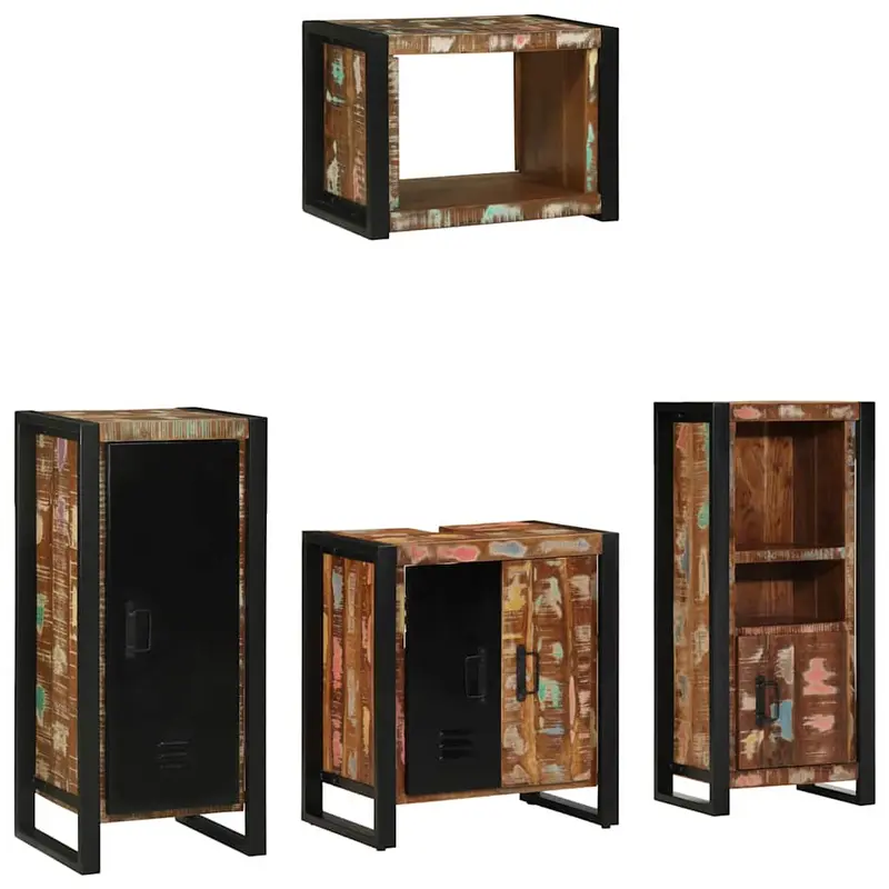 Juego de muebles de baño 4 pcs Madera sólida recuperada