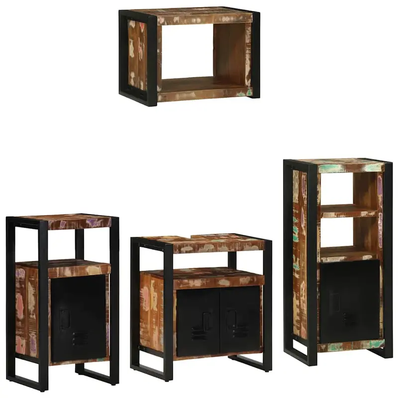 Juego de muebles de baño 4 pcs Madera sólida recuperada