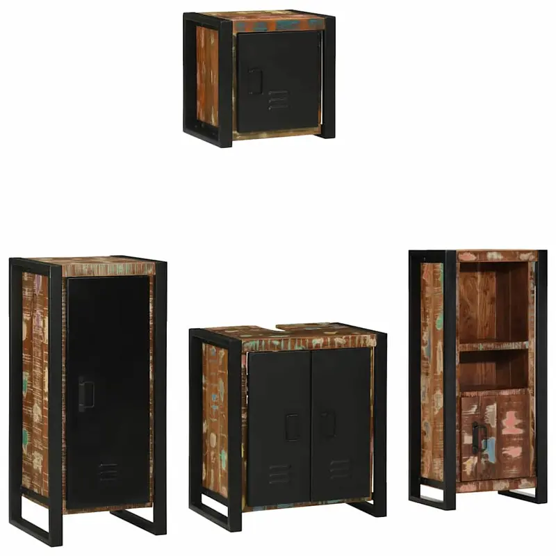 Juego de muebles de baño 4 pcs Madera sólida recuperada