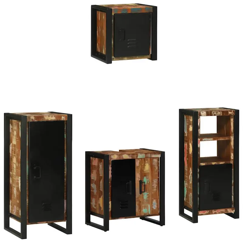 Juego de muebles de baño 4 pcs Madera sólida recuperada