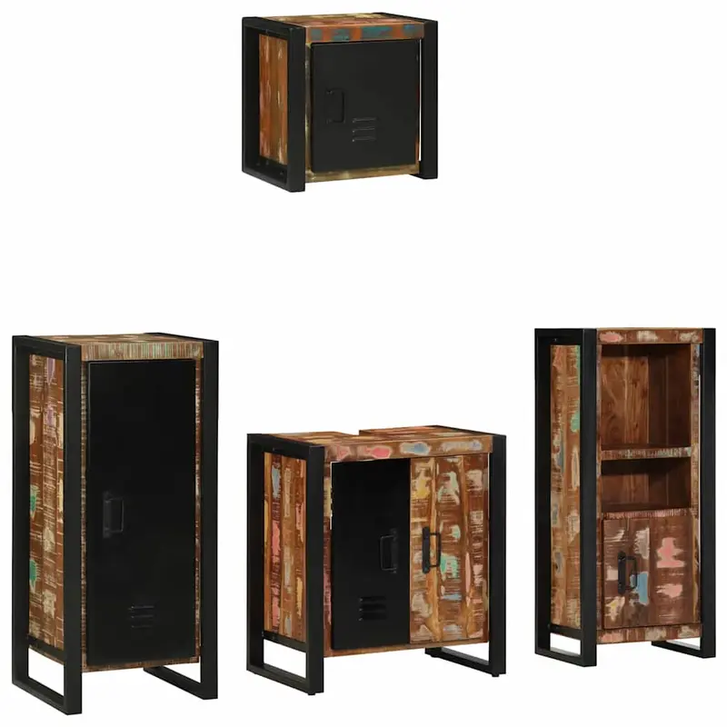 Juego de muebles de baño 4 pcs Madera sólida recuperada