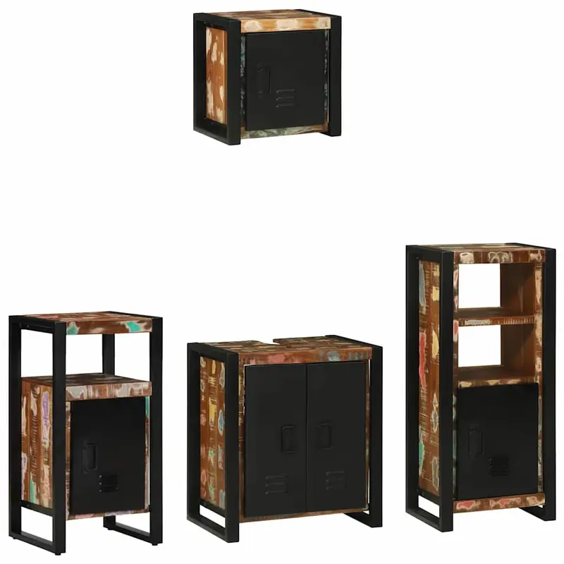 Juego de muebles de baño 4 pcs Madera sólida recuperada
