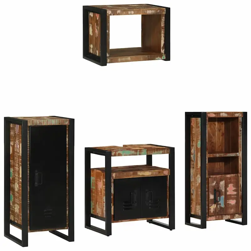 Juego de muebles de baño 4 pcs Madera sólida recuperada