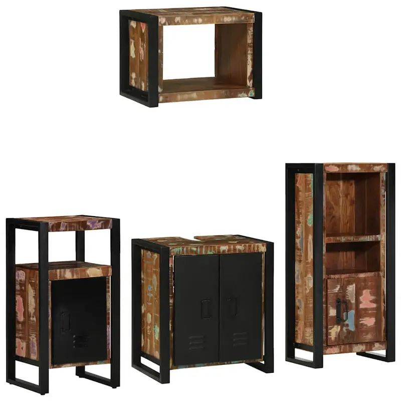 Juego de muebles de baño 4 pcs Madera sólida recuperada
