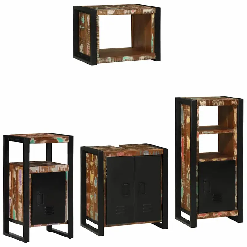 Juego de muebles de baño 4 pcs Madera sólida recuperada