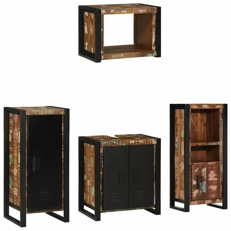 Juego de muebles de baño 4 pcs Madera sólida recuperada