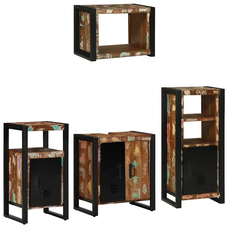Juego de muebles de baño 4 pcs Madera sólida recuperada