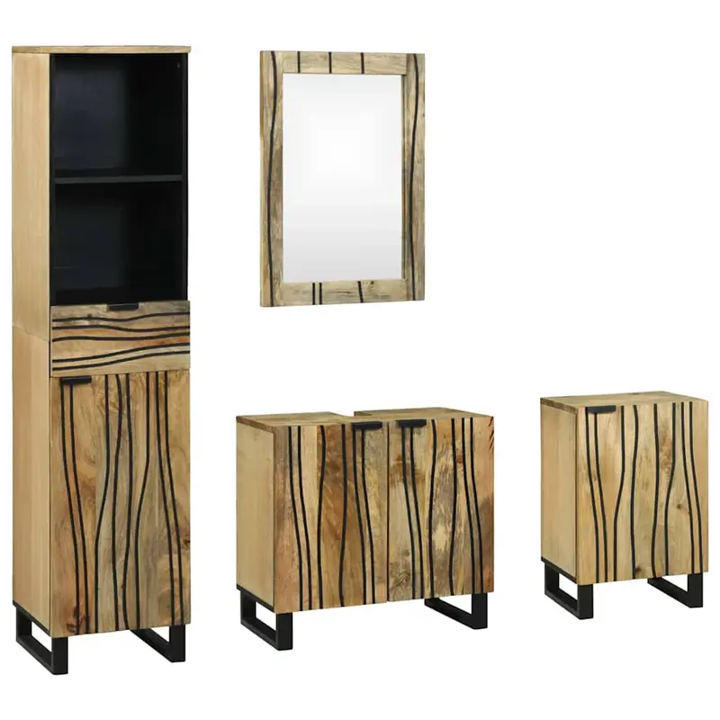 Juego de muebles de baño 4 pcs Marrón Madera de ingeniería
