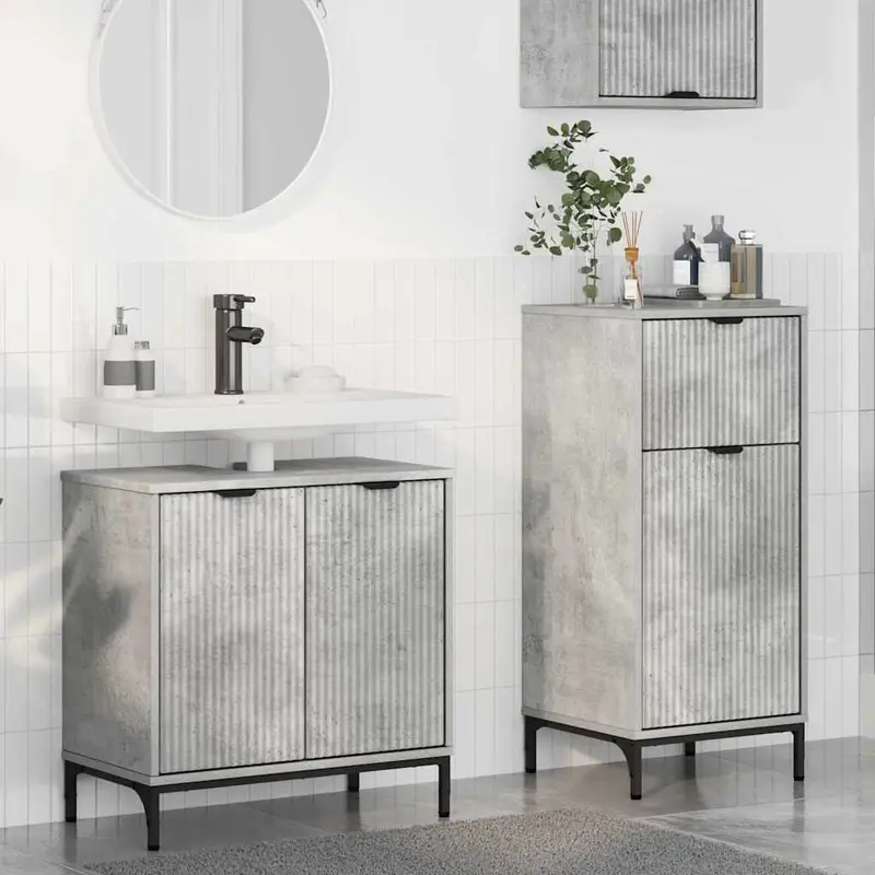 Juego de muebles de baño con cajón 2 pcs Gris Concreto