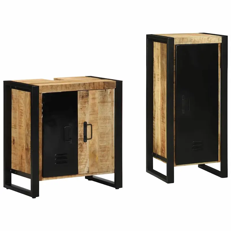 Juego de muebles de baño con cajón 2 pcs Madera de mango maciza