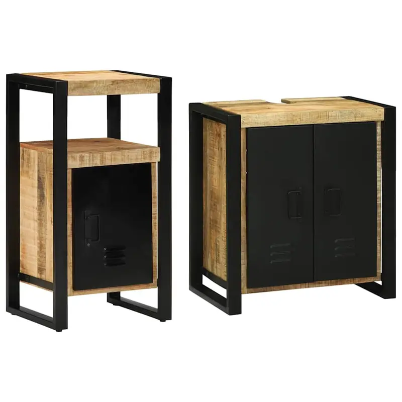 Juego de muebles de baño con cajón 2 pcs Madera de mango maciza