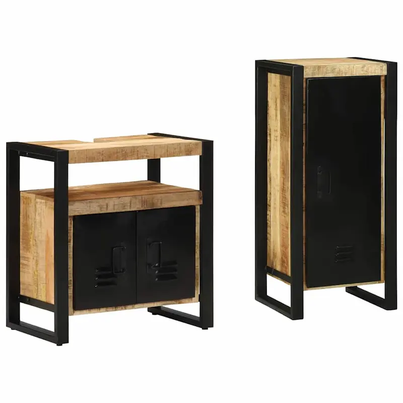 Juego de muebles de baño con cajón 2 pcs Madera de mango maciza