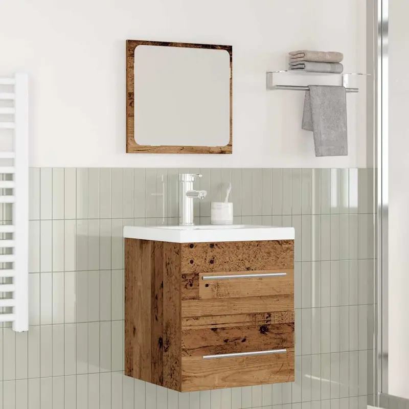 Juego de muebles de baño con cajón 2 pcs Madera envejecida