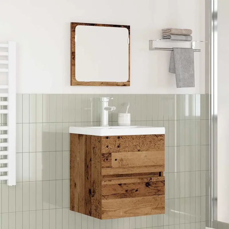 Juego de muebles de baño con cajón 2 pcs Madera Vieja y