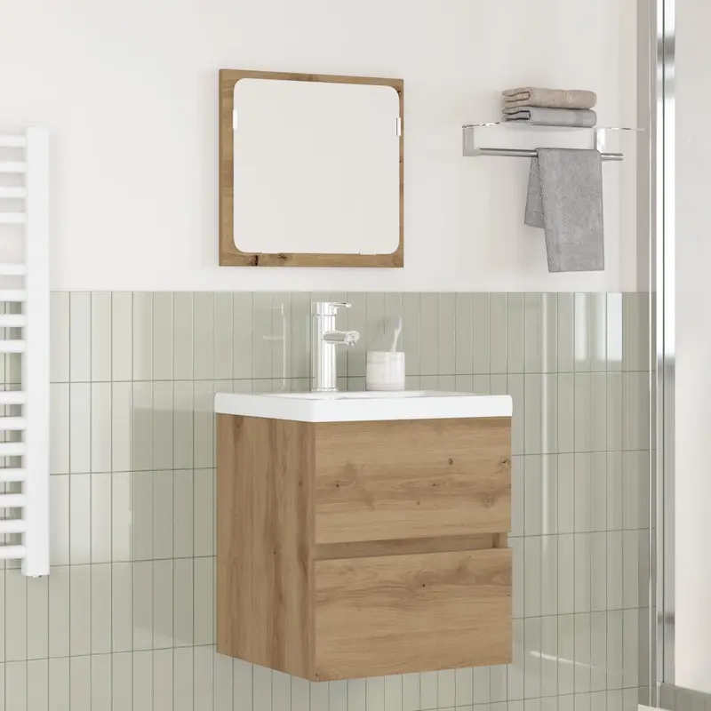 Juego de muebles de baño con cajón 2 pcs Roble Artesano y