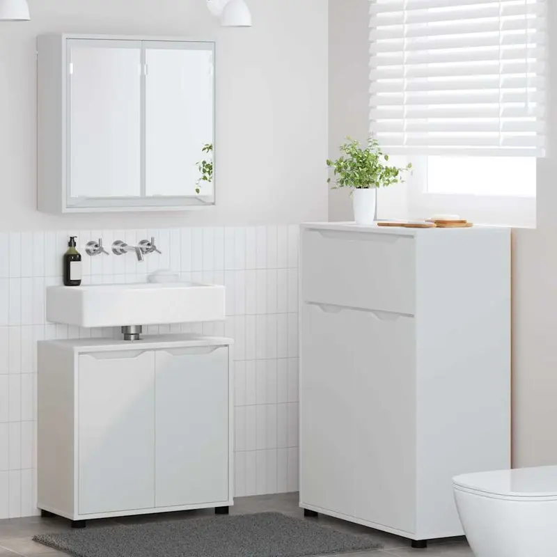 Juego de muebles de baño con cajón 3 pcs Madera contrachapada