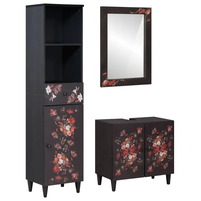 Juego de Muebles de Baño con cajón 3 pcs Madera de mango maciza