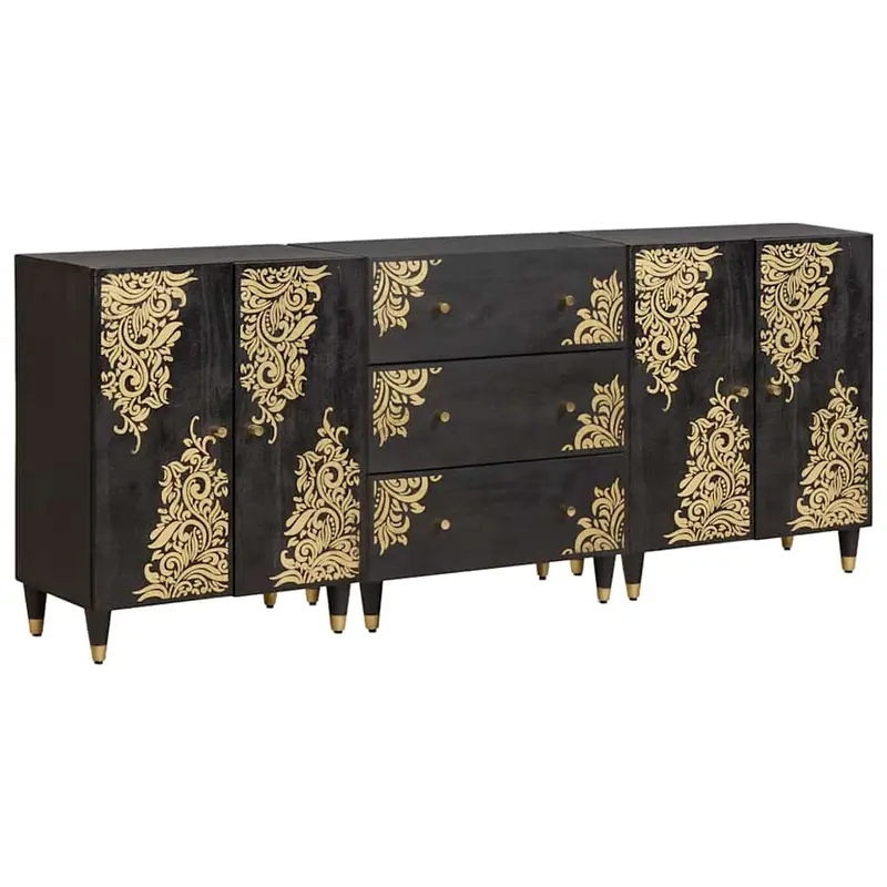 Juego de Muebles de Baño con cajón 3 pcs Negro 180 x 33 x 75 cm