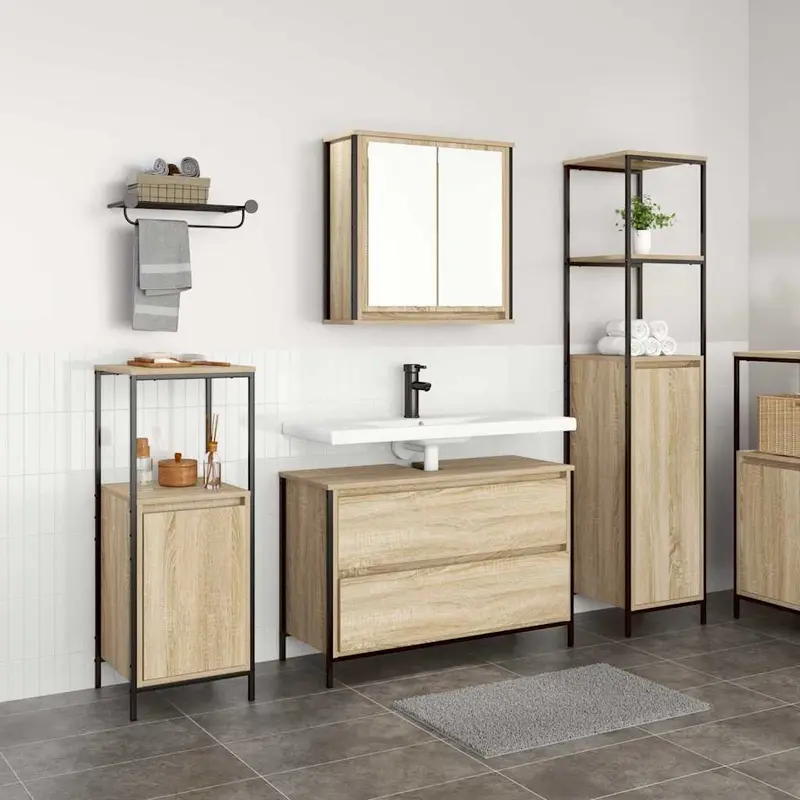 Juego de muebles de baño con cajón 3 pcs Roble Sonoma