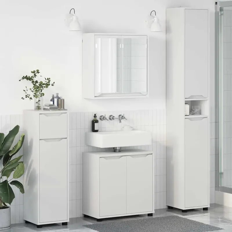 Juego de muebles de baño con cajón 4 pcs Madera contrachapada