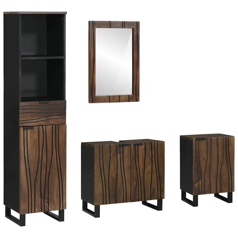 Juego de muebles de baño con cajón 4 pcs Madera de ingeniería