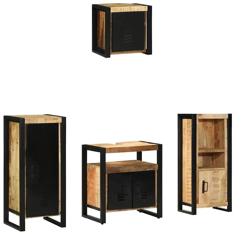 Juego de muebles de baño con cajón 4 pcs Madera de mango maciza