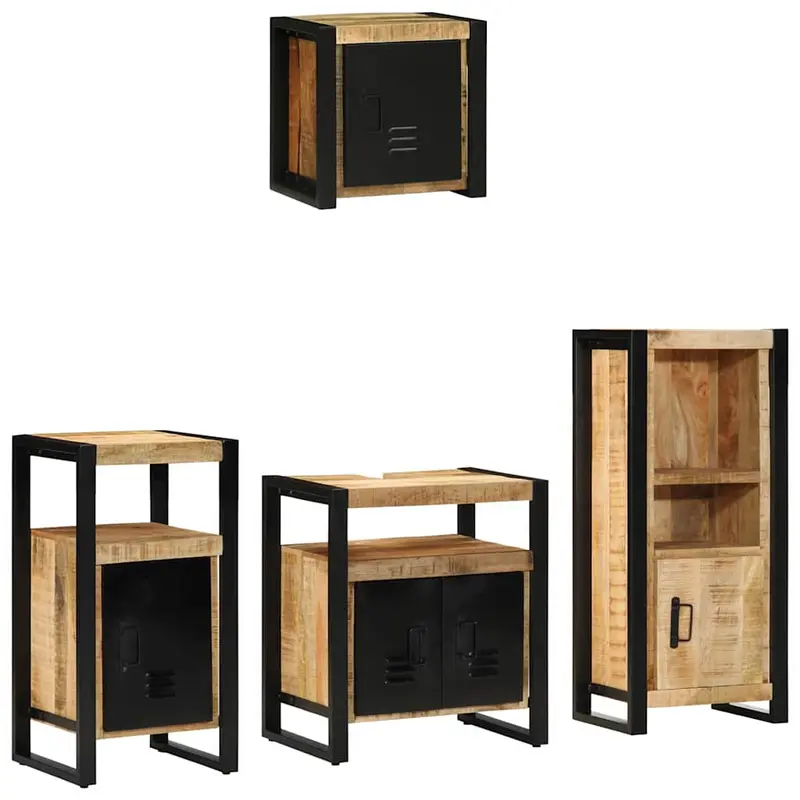 Juego de muebles de baño con cajón 4 pcs Madera de mango maciza