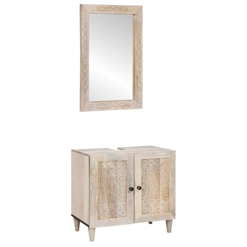 Juego de muebles de baño con estante 2 pcs Madera de ingeniería