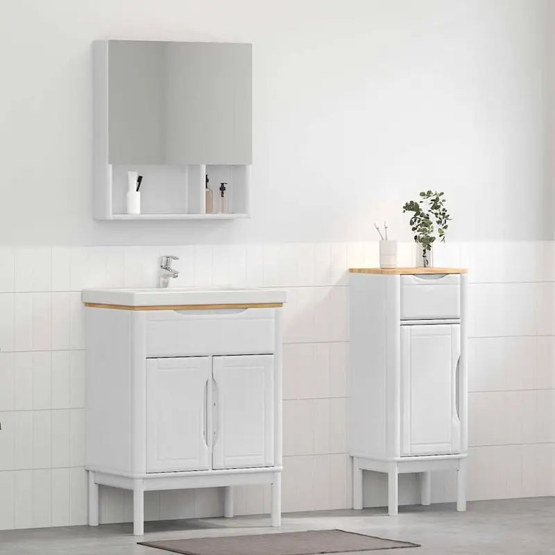 Juego de muebles de baño FLORO 2 pcs Madera de Pino Macizo