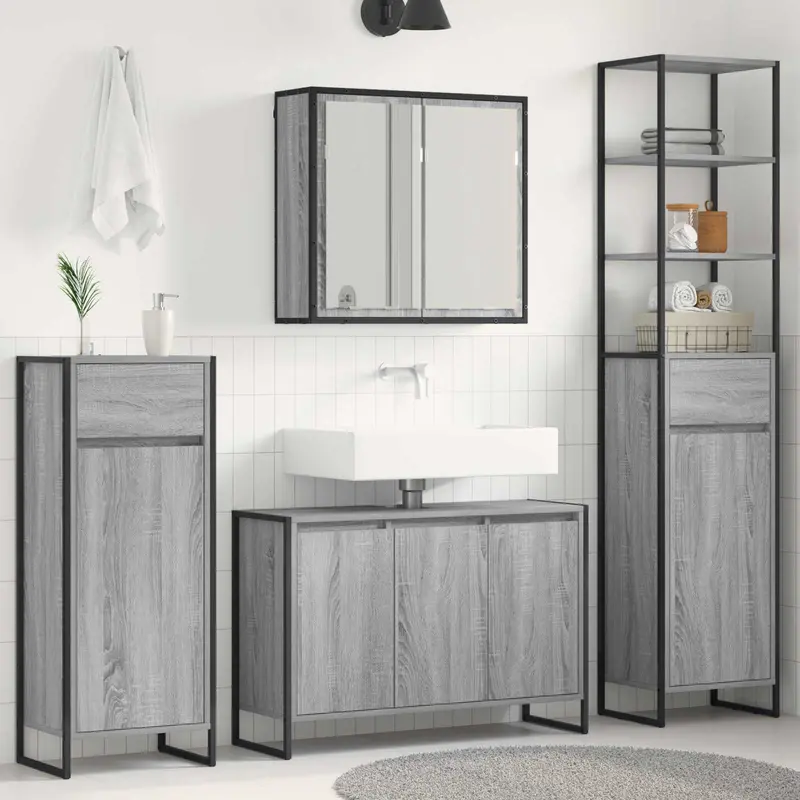 Juego de muebles de baño Gris Sonoma Madera de ingeniería