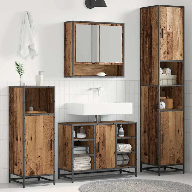 Juego de muebles de baño Madera envejecida 35 x 37,5 x 188,5 cm