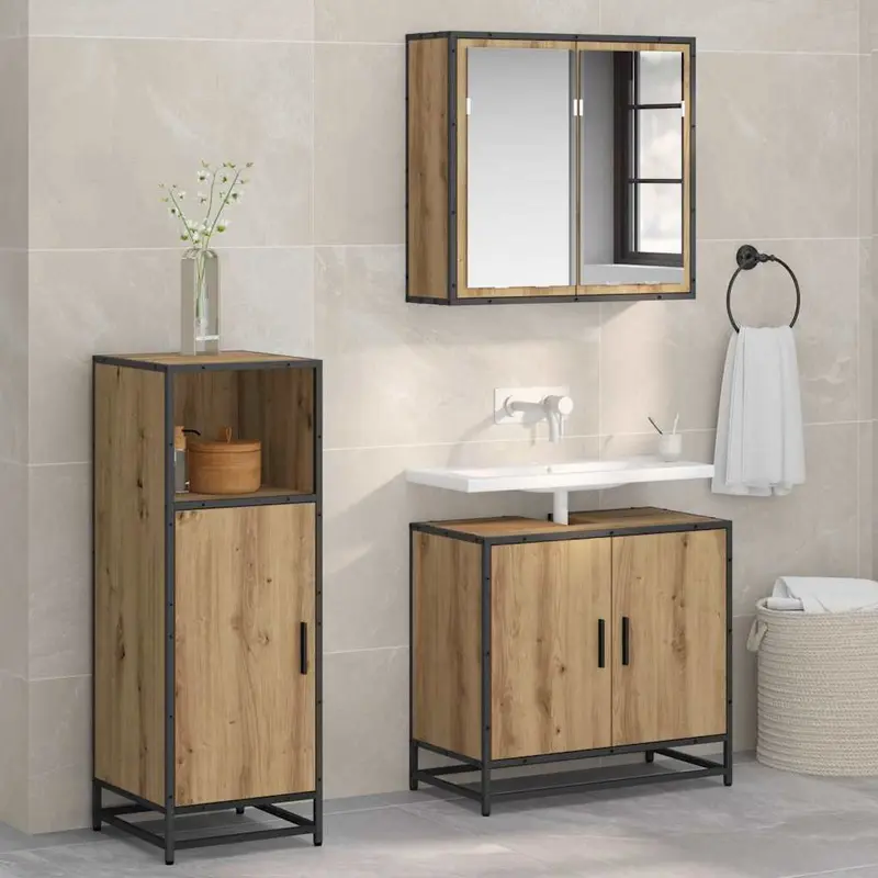 Juego de muebles de baño Roble artesanal 35 x 37,5 x 100 cm