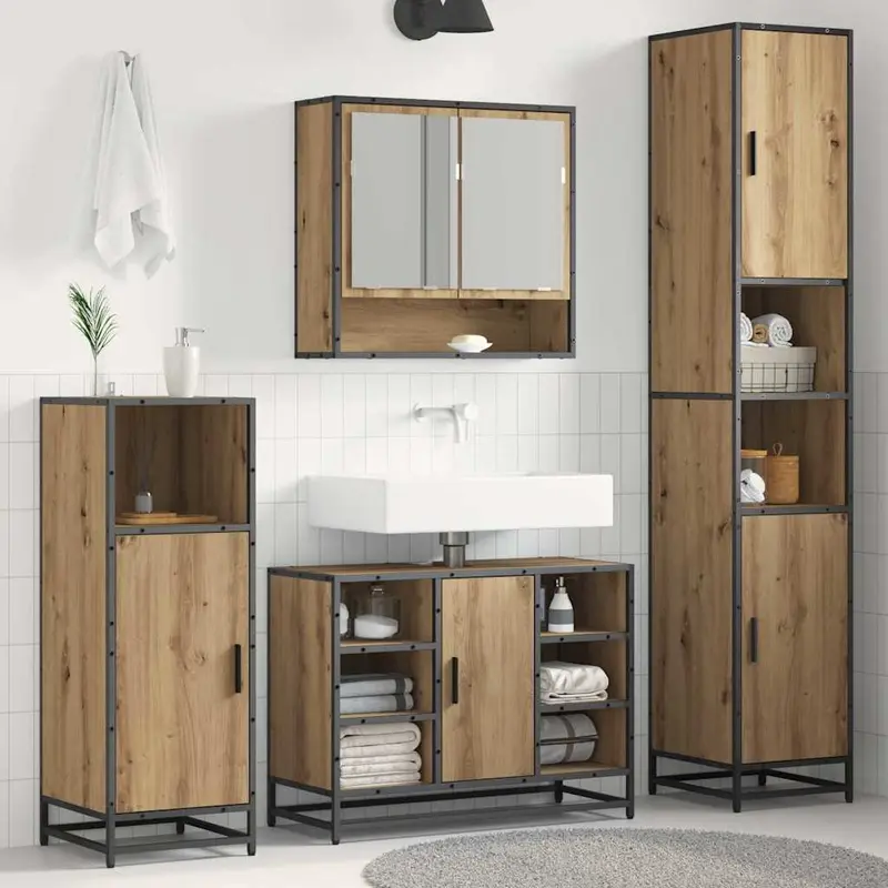 Juego de muebles de baño Roble artesanal 35 x 37,5 x 188,5 cm