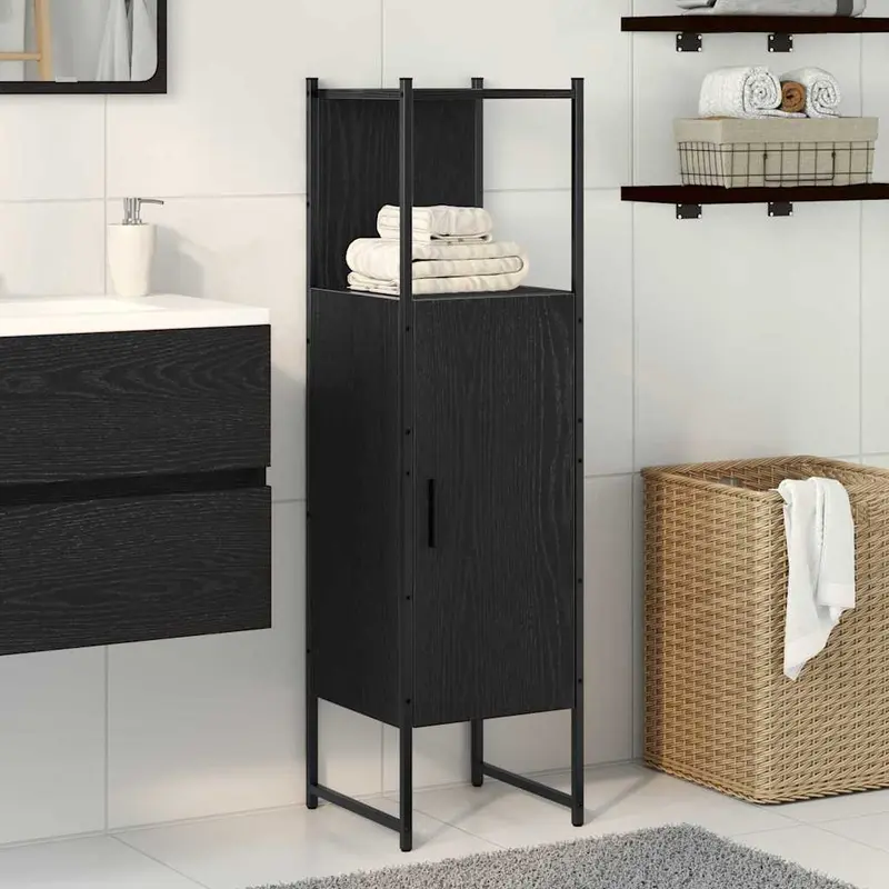 Juego de muebles de baño Roble Negro 33 x 33 x 120,5 cm