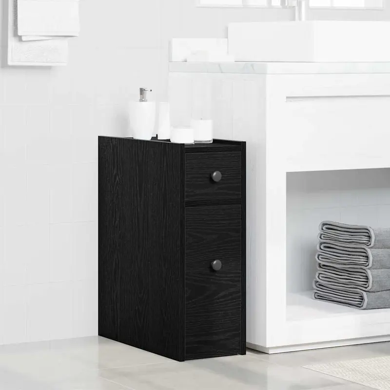 Juego de muebles de baño Roble Negro 80 x 18 x 60 cm