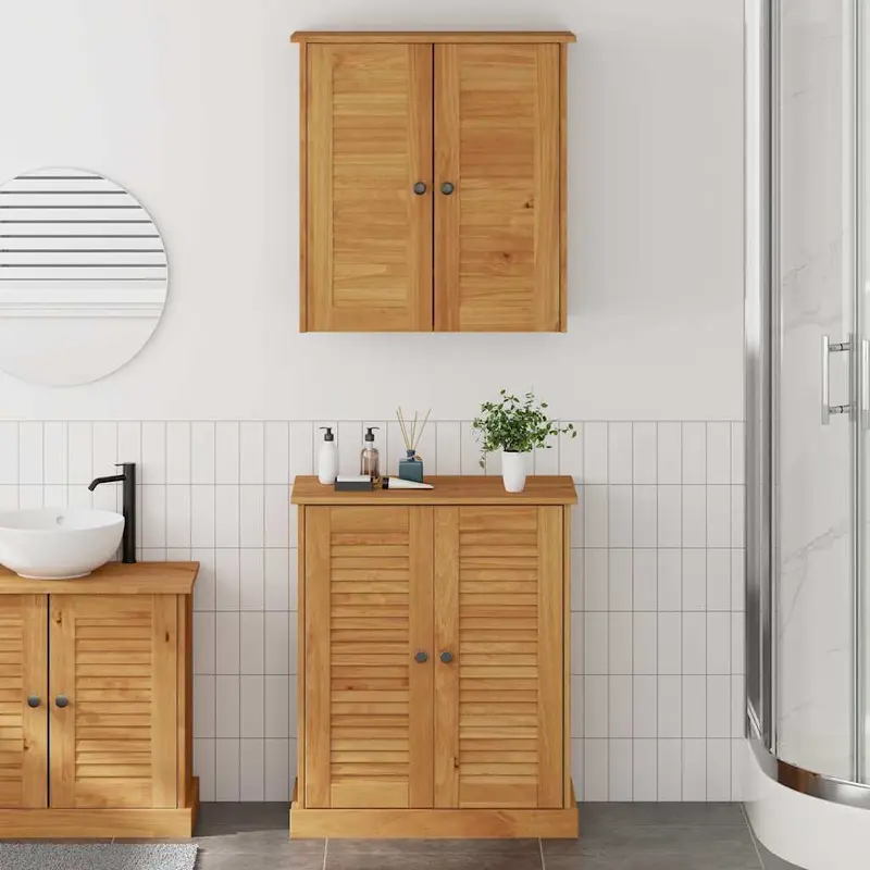 Juego de muebles de baño VIGO 2 pcs Marrón y Marrón Miel