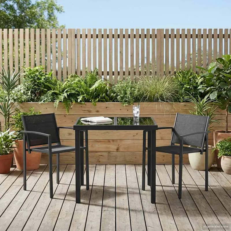Juego de muebles de exterior 3 pcs Negro y Antracita Textileno