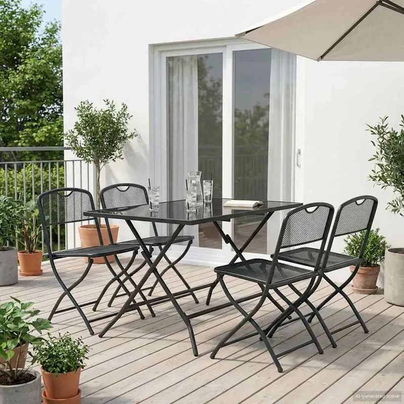 Juego de muebles de exterior 5 pcs Antracita Hierro y Acero