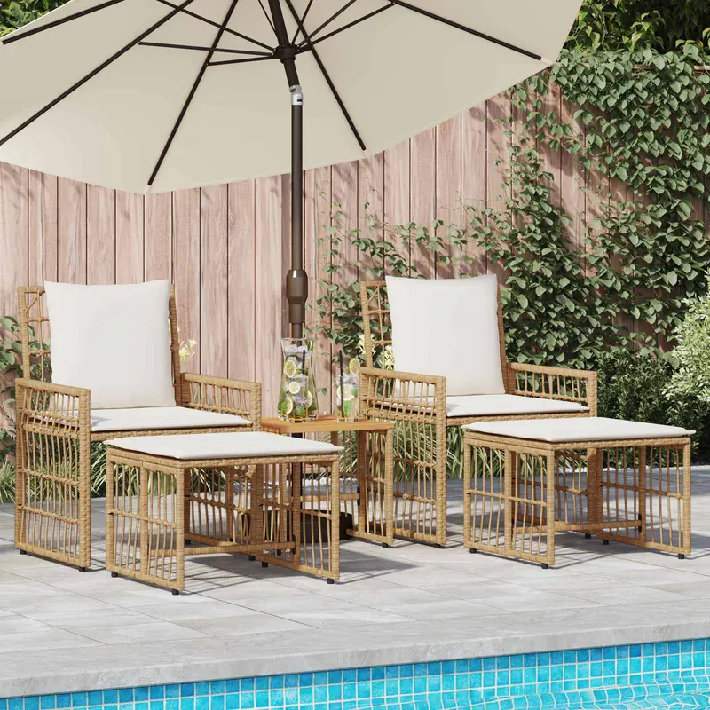 Juego de muebles de exterior 5 pcs Natural y Crema