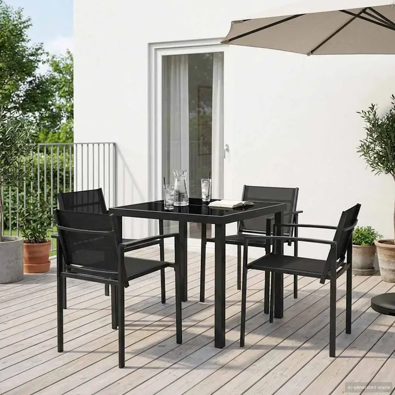 Juego de muebles de exterior 5 pcs Negro y Antracita Textileno