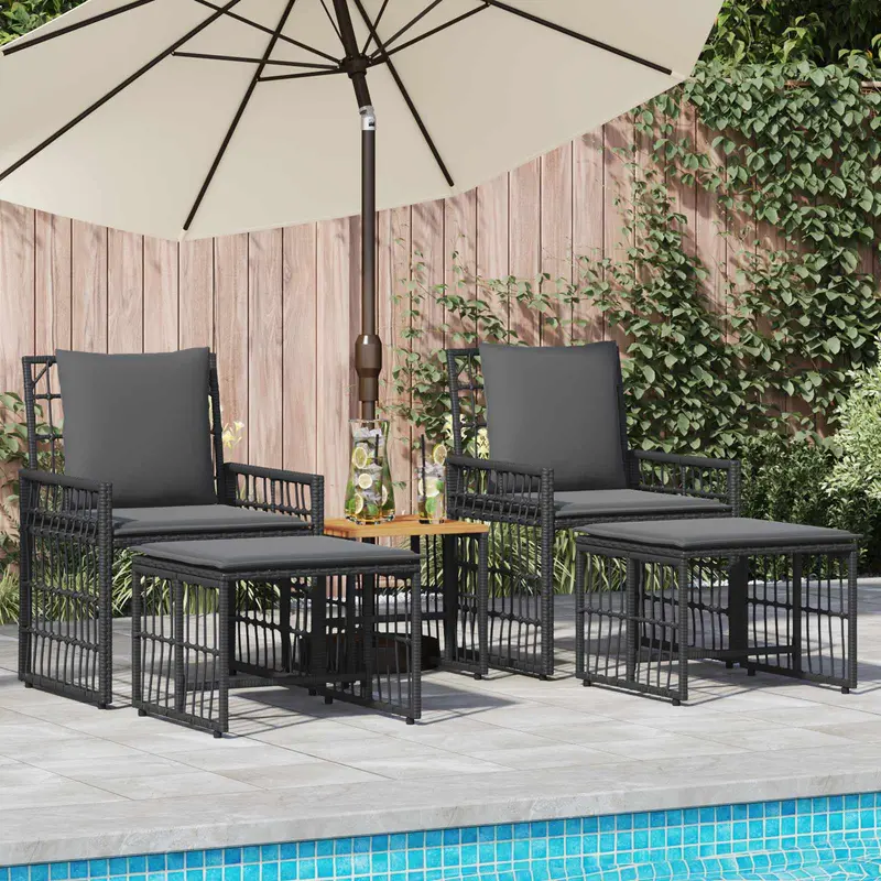 Juego de muebles de exterior 5 pcs Negro y Gris oscuro