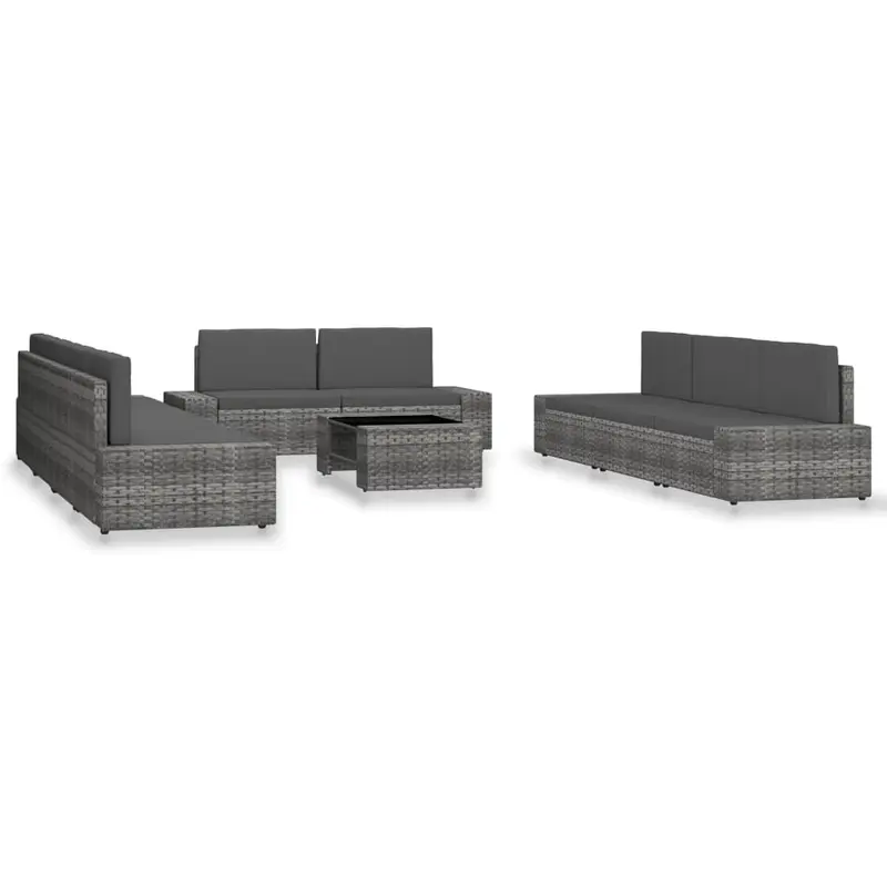 Juego de muebles de jardín 10 piezas ratán sintético gris