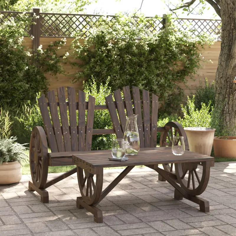Juego de muebles de jardín 2 piezas madera maciza de abeto