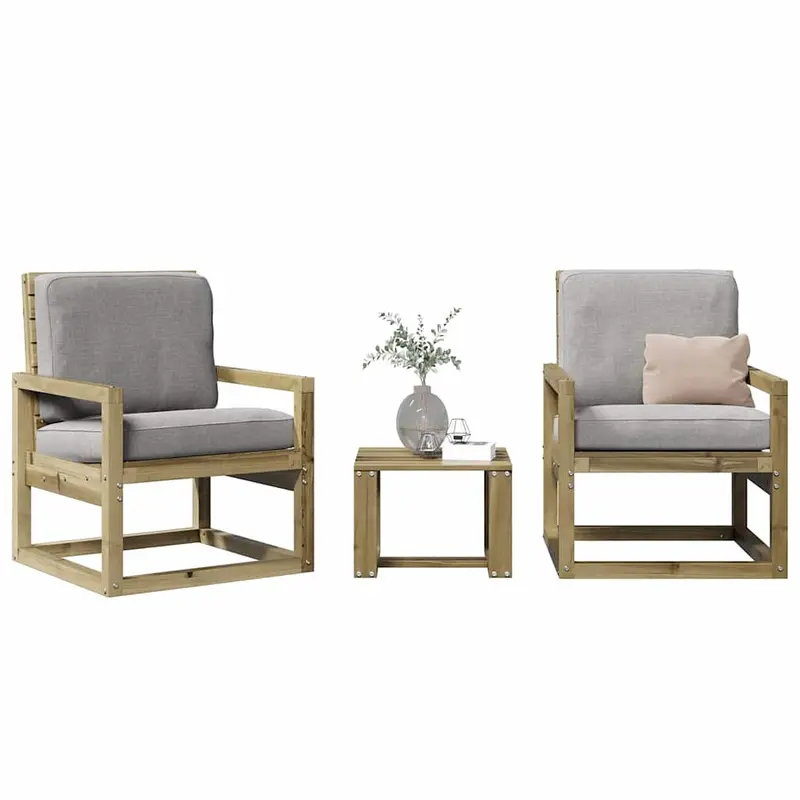 Juego de muebles de jardín 3 pzas madera de pino impregnada