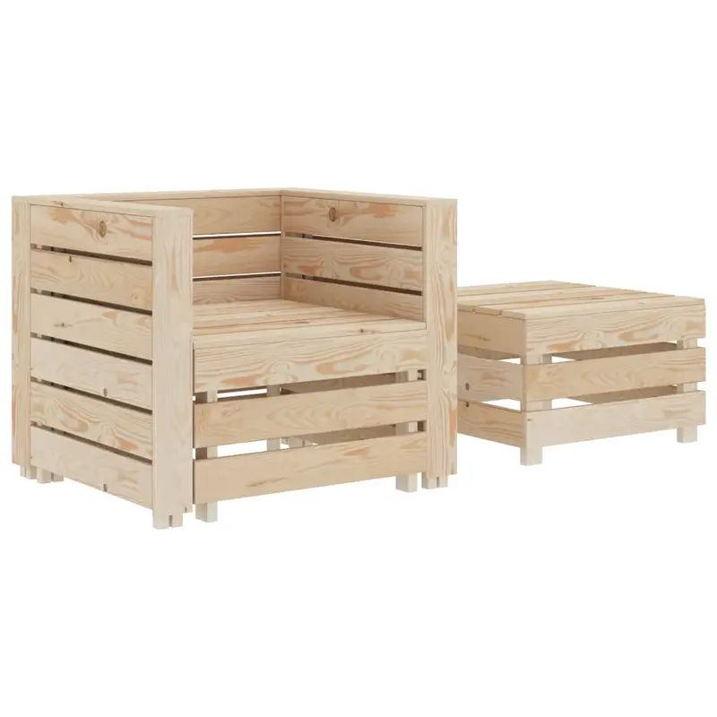Juego de muebles de jardín de palés 2 piezas madera