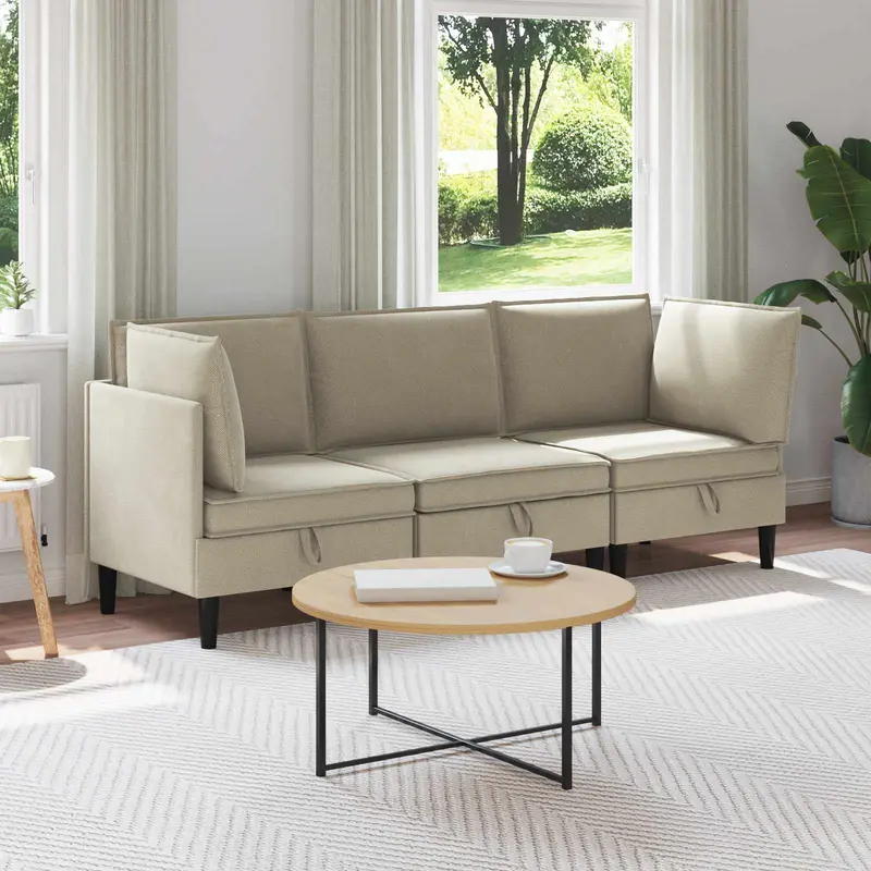 Juego de muebles de salón 3 pcs Arena Tela