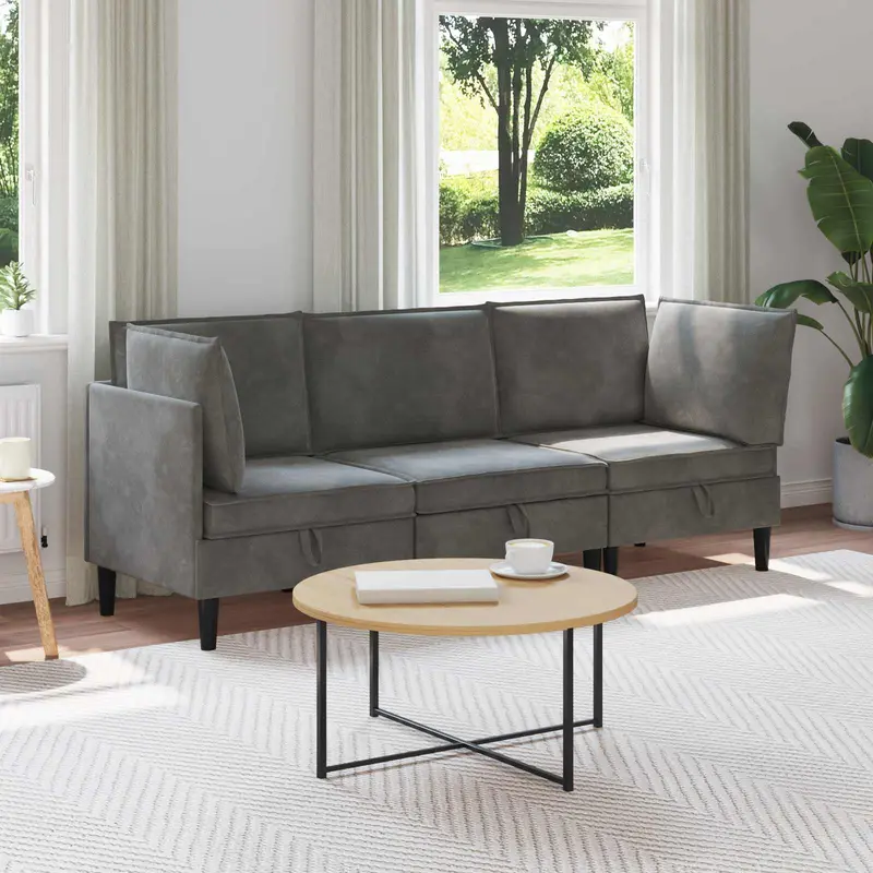 Juego de muebles de salón 3 pcs Gris oscuro Terciopelo