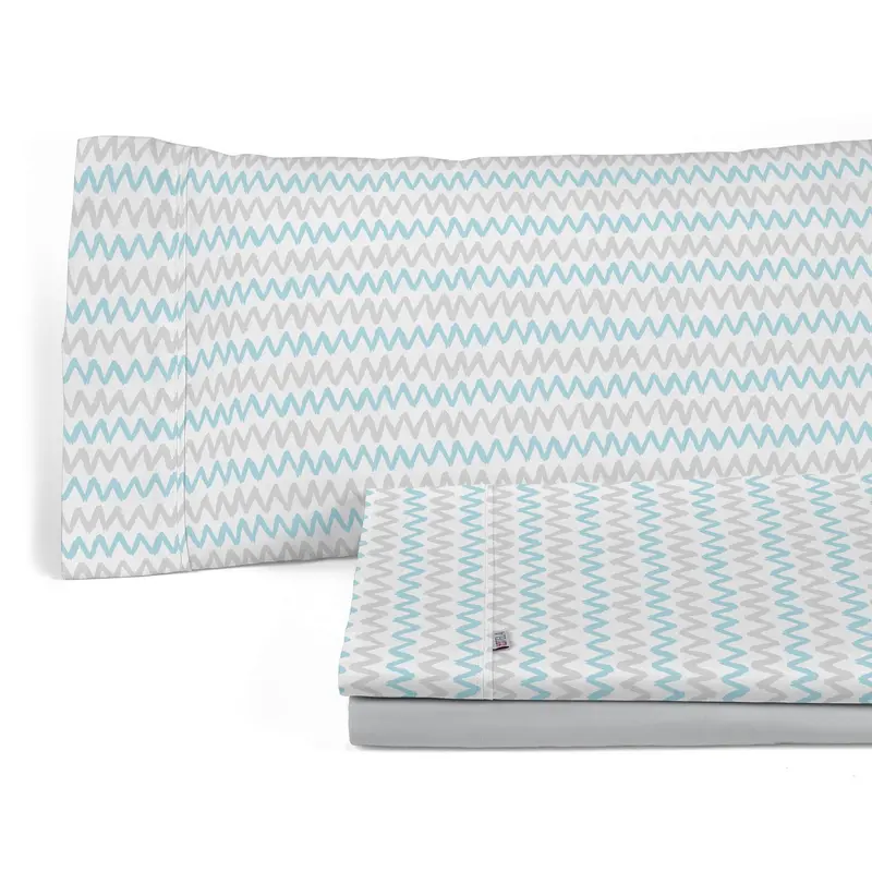 Juego de sábanas estampado Cloe azul